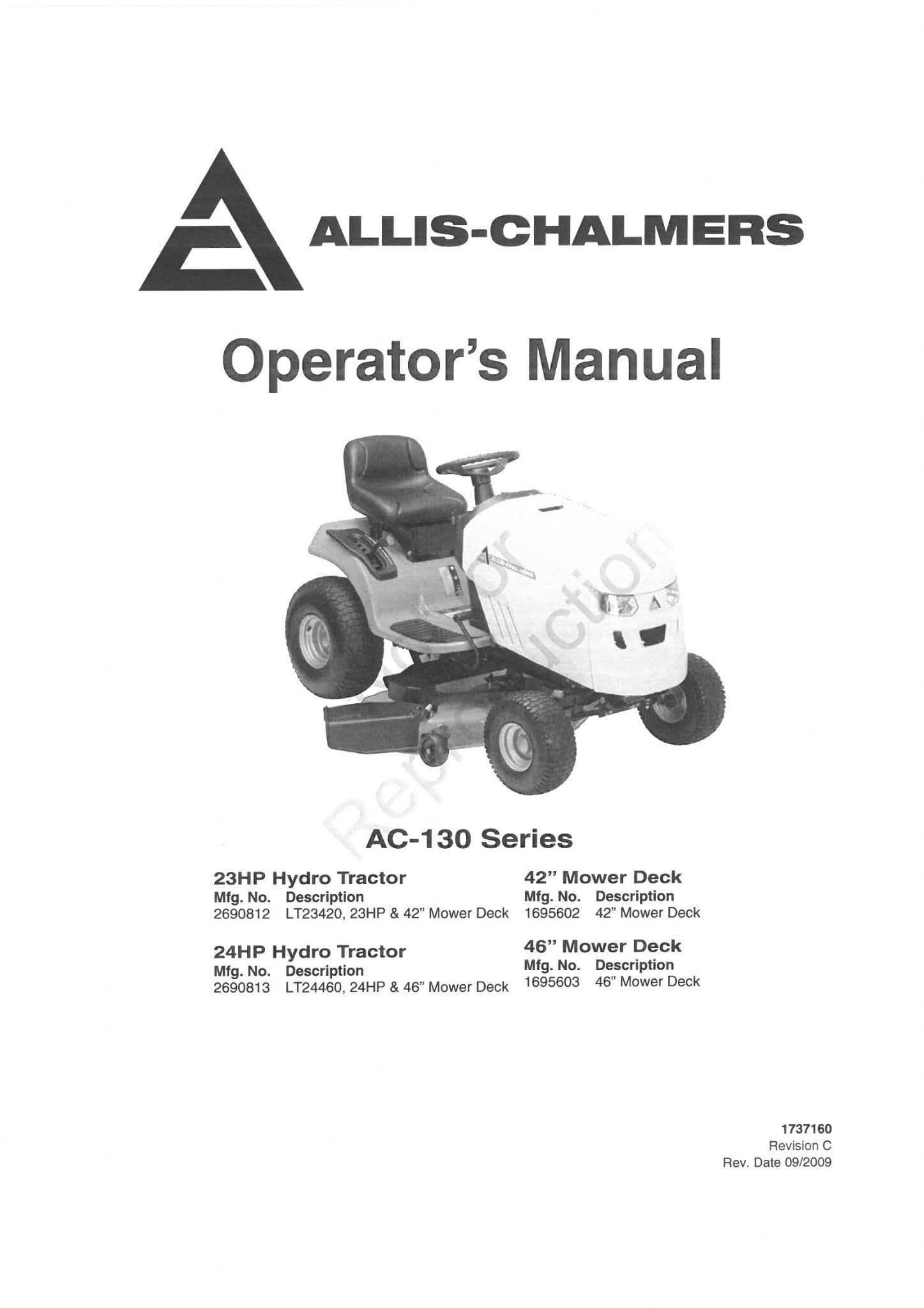 Allis Chalmers AC130 AC23460AWS Lawn Tractor