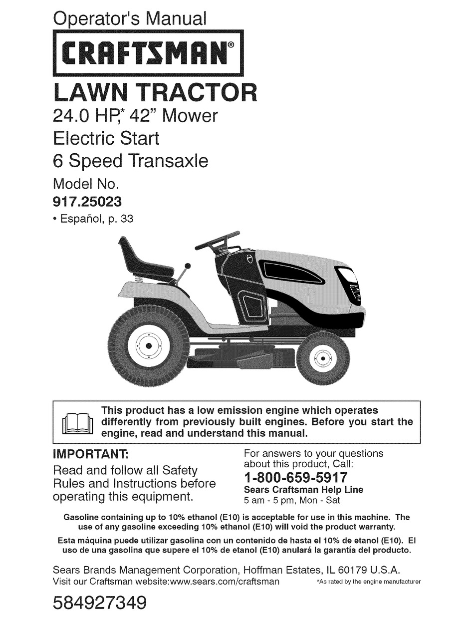Craftsman 917.25023 Lawn Tractor