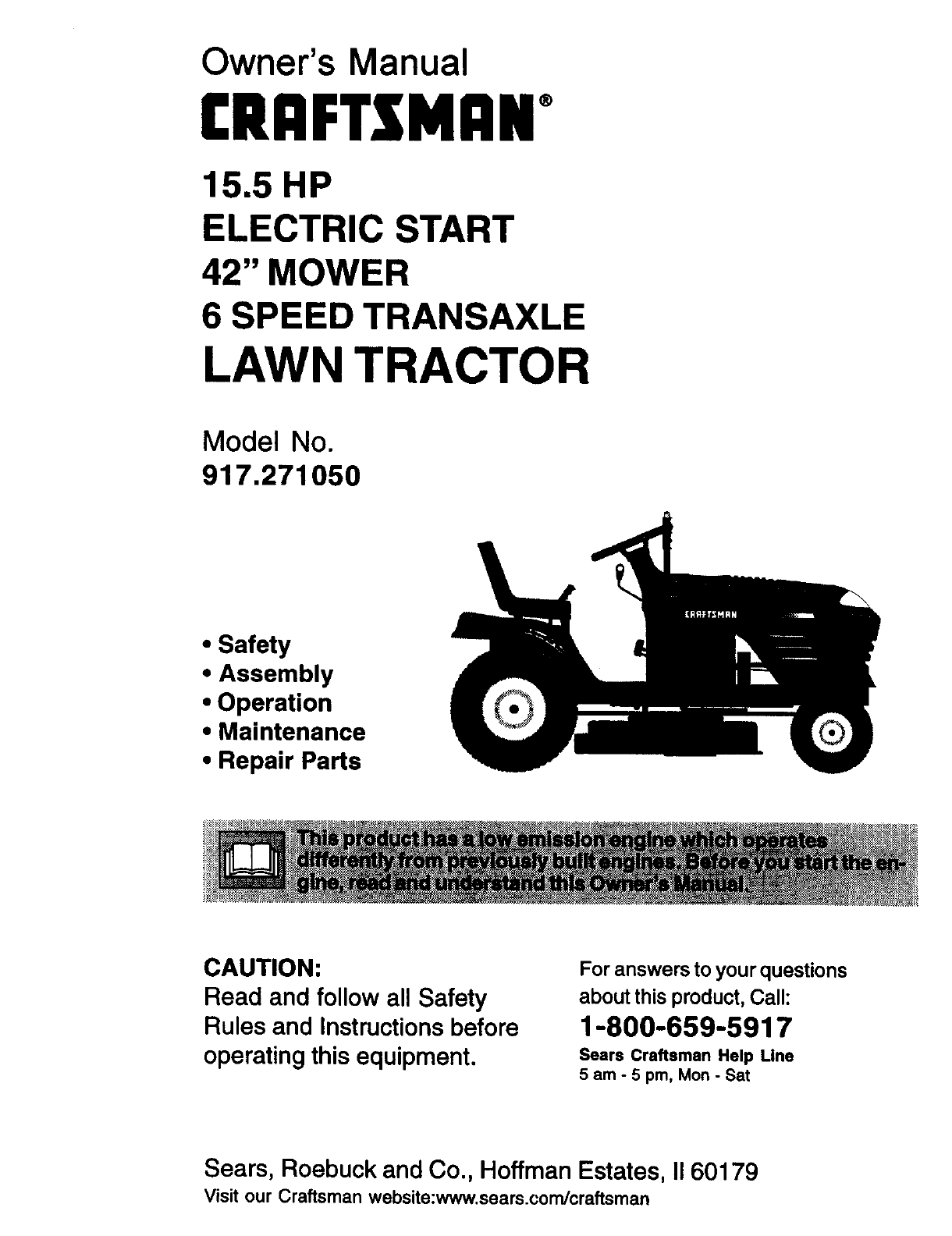 Craftsman 917.27105 Lawn Tractor