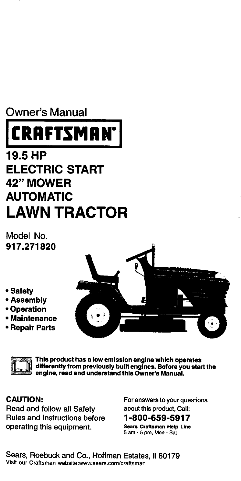 Craftsman 917.27182 Lawn Tractor