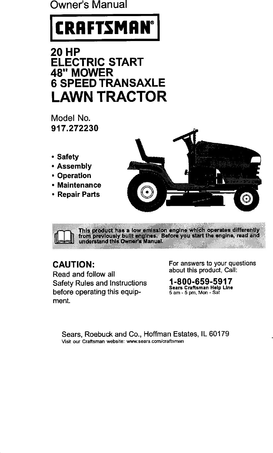 Craftsman 917.27223 Lawn Tractor