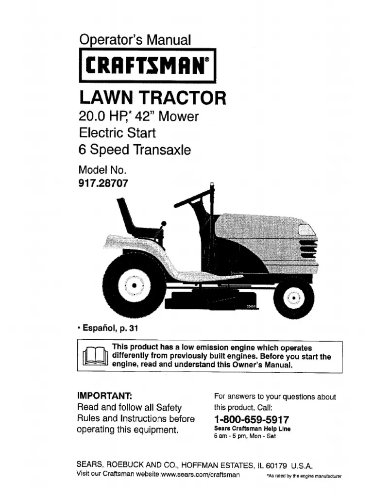 Craftsman 917.28707 Lawn Tractor