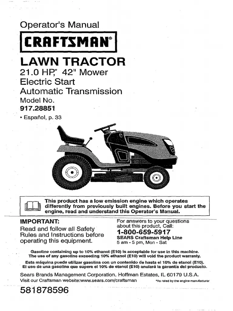 Craftsman 917.28851 Lawn Tractor