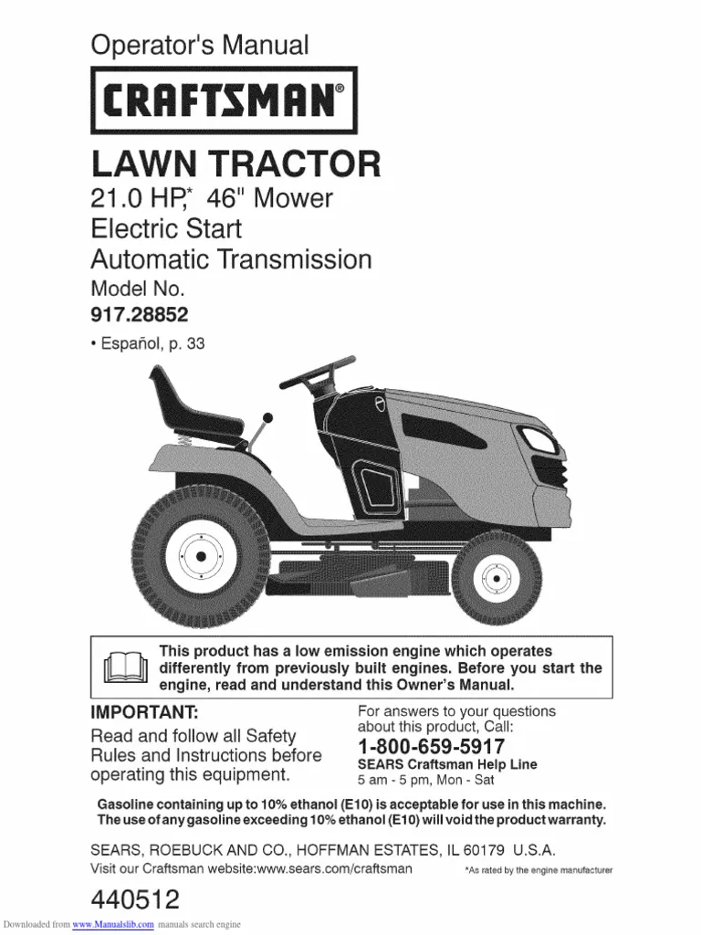 Craftsman 917.28852 Lawn Tractor