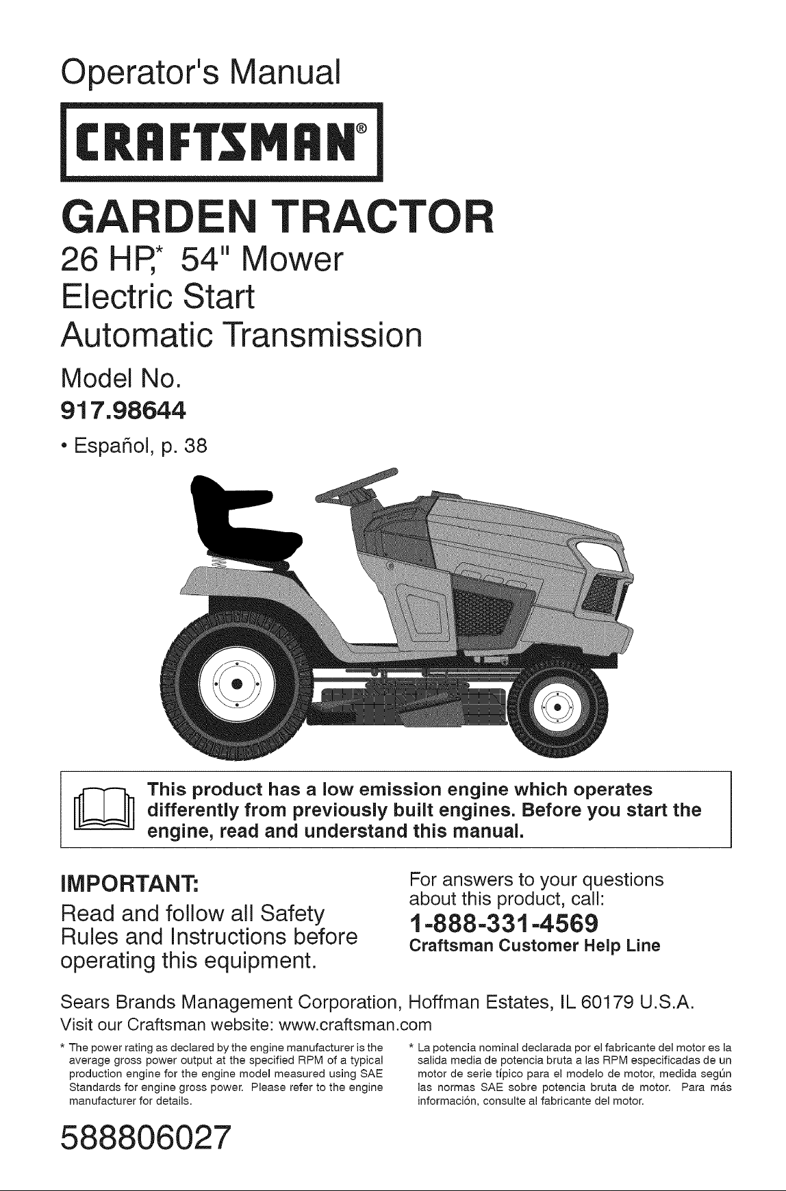 Craftsman 917.98644 Lawn Tractor
