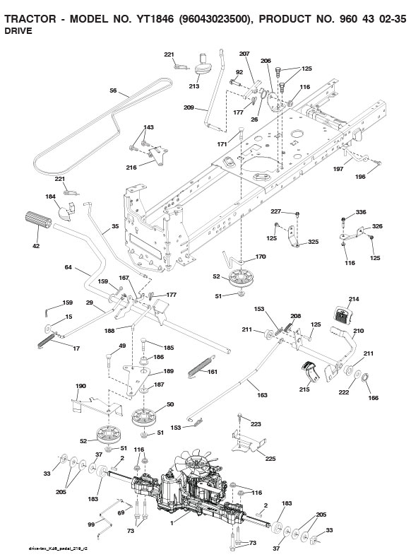 RedMax YT1846 96043023500 Lawn Tractor